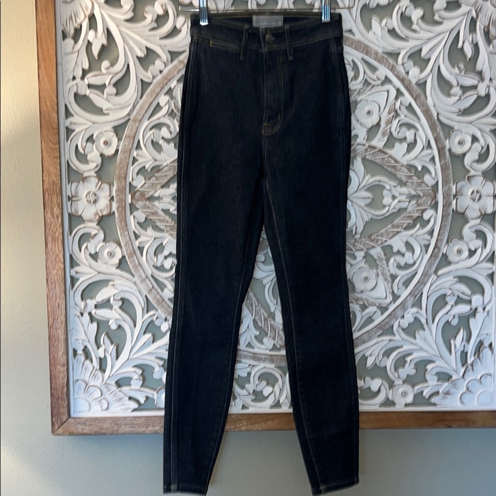 Everlane Dark Wash Skinny Fit Jeans with Tapered Legs sz 24 EUC